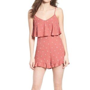 LUSH Pink Mauve Leaf Romper Size Medium